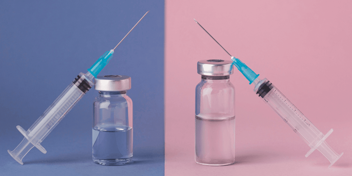 A comparison of two injections displayed side by side in a frame